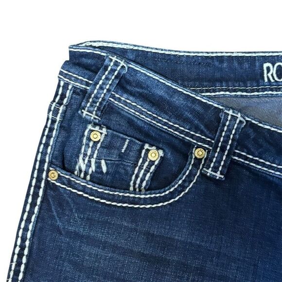 Rock & Roll Cowgirl Women's Wide-Leg Jeans 32x32 dark Wash Blue Denim - Picture 5 of 12